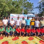 Group photo of students and instructors celebrating National Sports Day at Jawahar Navodaya Vidyalaya, Bidar.